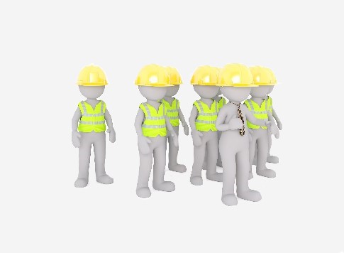 אנימציה של כמה אנשים עם כובע של אתר בניה